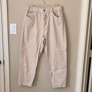 High-Waist Light Beige Jeans
